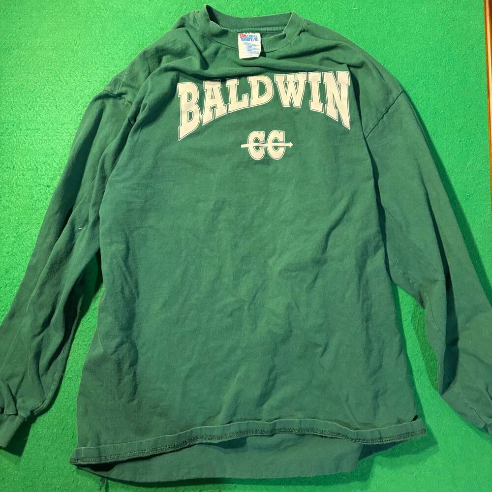 Vintage 1994 Hanes Beefy-T Baldwin CC Forest Green Long Sleeve Single Stitch Shi